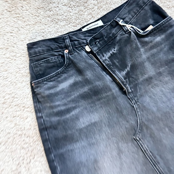 Reformation Black Denim long Skirt. 27 - Picture 8 of 16